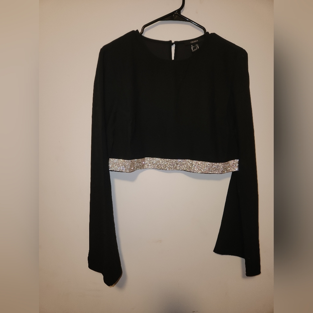 Black Sweater with Silver Sequin Trim
